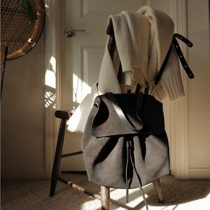 Mansur Gavriel Black Suede‎ Ladybug Bag – Designer Mini Crossbody / Top Handle